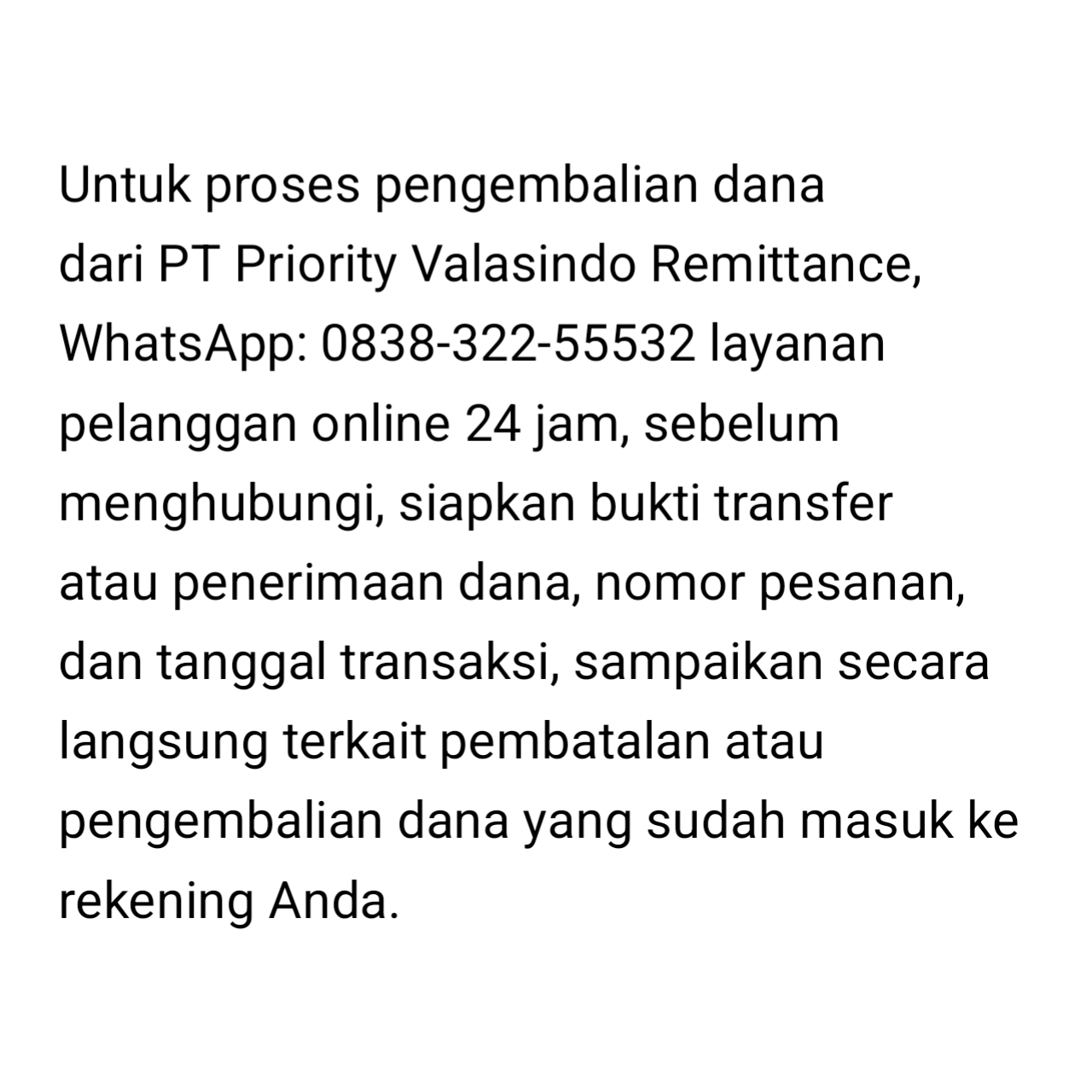 Simak! Cara Pengembalian Dana Priority Valasindo Remittance